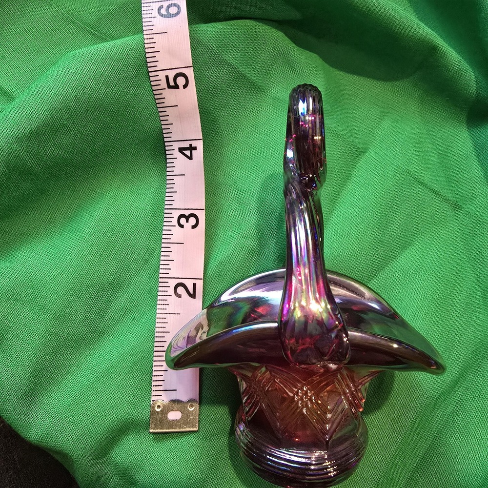 Vintage Fenton Hand blown Glass basket - Picture 2 of 4